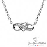 Bijou Collier coeur infini en argent 925 avec oxydes blancs joaillerie legros bijouterie