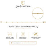 Bijou Sautoir chaîne boules diamantées en or jaune 18 carats 750/1000 70 cm joaillerie legros bijouterie