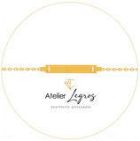 Bijou Gourmette bébé en or jaune 18 carats bracelet prénom maille forçat ronde plaque rectangulaire 2 cm joaillerie legros bijouterie