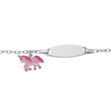 Gourmette en argent fille licorne rose plaque ovale