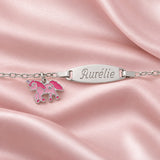Bijou Gourmette en argent fille licorne rose plaque ovale joaillerie legros bijouterie