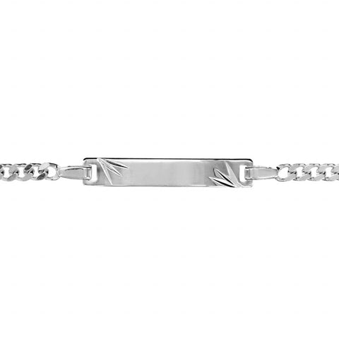 Gourmette en argent prénom enfant plaque rectangulaire étoile diamantée 14 à 16 cm
