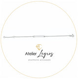 Bijou Gourmette personnalisée bébé bracelet prénom plaque rectangulaire chaîne forçat Or blanc 18 carats joaillerie legros bijouterie