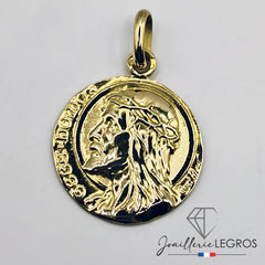 Bijou Médaille Christ en or 18 carats – Visage du Christ avec couronne d’épines Ecce Homo joaillerie legros bijouterie