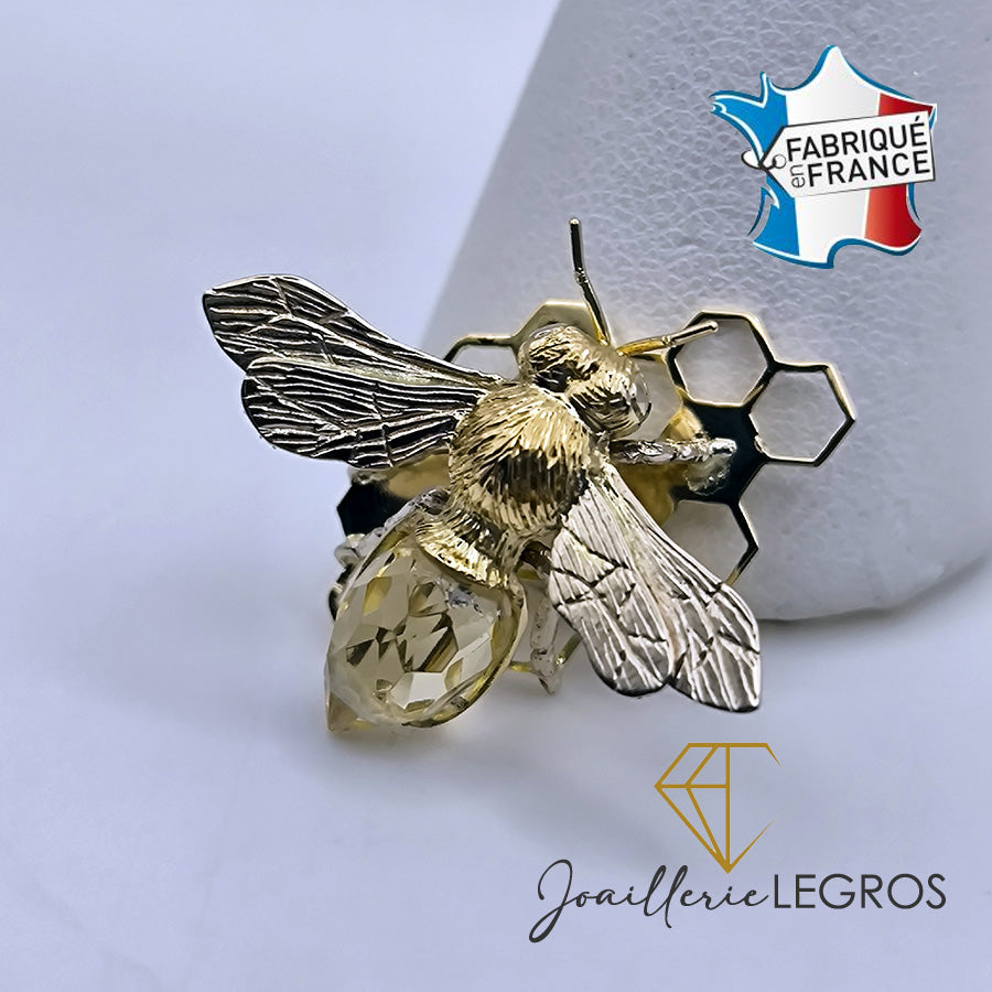 Bijou Pendentif Abeille en or jaune et blanc 18 carats bijou citrine joaillerie legros bijouterie