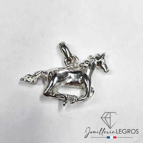 Bijou Pendentif cheval au galop en argent 925 joaillerie legros bijouterie