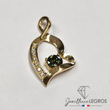 Bijou Pendentif cœur en or jaune 18 carats, saphir & diamants joaillerie legros bijouterie