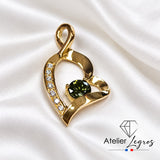 Bijou Pendentif cœur en or jaune 18 carats, saphir vert & diamants joaillerie legros bijouterie