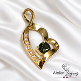 Bijou Pendentif cœur en or jaune 18 carats, saphir vert & diamants joaillerie legros bijouterie