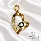 Bijou Pendentif cœur en or jaune 18 carats, saphir vert & diamants joaillerie legros bijouterie