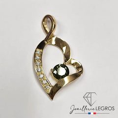 Bijou Pendentif cœur en or jaune 18 carats, saphir & diamants joaillerie legros bijouterie