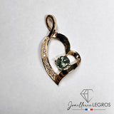 Bijou Pendentif cœur en or rose 18 carats, saphir & diamants joaillerie legros bijouterie