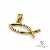 Bijou Pendentif poisson Jésus (Ichthys) en or jaune 18 carats joaillerie legros bijouterie