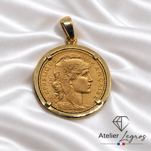 Pendentif Marianne en or 18 carats : pièce de monnaie