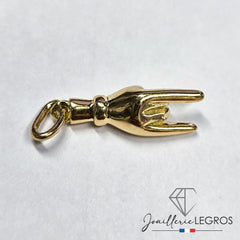 Bijou Pendentif Main Sicilienne signe des cornes en or jaune 18 carats - Grand modèle 2,50g joaillerie legros bijouterie