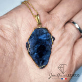 Bijou Pendentif or jaune 18 carats avec tranche de saphir joaillerie legros bijouterie