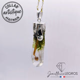 Bijou Pendentif pointe en résine Cristal druidique avec champignon en argent 925 joaillerie legros bijouterie