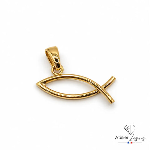 Bijou Pendentif poisson Jésus (Ichthys) en or jaune 18 carats joaillerie legros bijouterie