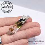 Bijou Pendentif pointe en résine Cristal druidique avec champignon en argent 925 joaillerie legros bijouterie