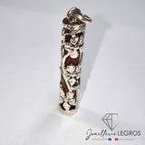 Bijou Pendentif cornaline tiki floral inspiration tiki polynésien Argent 925 joaillerie legros bijouterie