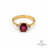 Bijou Bague de fiançailles rubis ovale et diamants en or jaune 18 carats joaillerie legros bijouterie