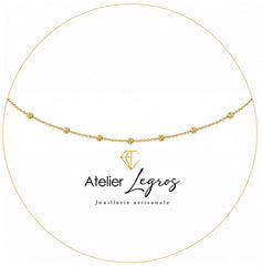 Bijou Sautoir chaîne boules diamantées en or jaune 18 carats 750/1000 70 cm joaillerie legros bijouterie