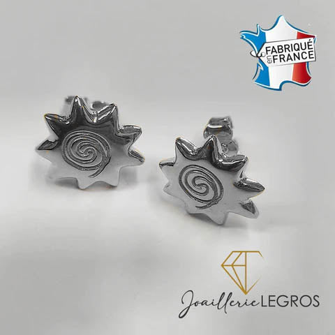 Bijou Boucles d'oreilles soleil spirales en argent 925 joaillerie legros bijouterie