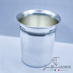 Bijou Timbale de baptême personnalisée en métal argenté joaillerie legros bijouterie