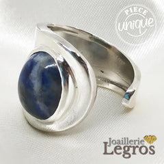 Bijou Bague Lapis Lazuli ouverte en argent 925 joaillerie legros bijouterie