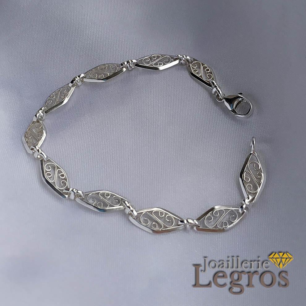 Bijou Bracelet filigrane maille losange en argent 925 joaillerie legros bijouterie