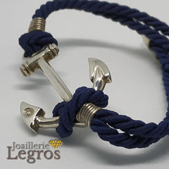 Bijou Bracelet Ancre Homme Femme en Argent 925 avec cordon joaillerie legros bijouterie traditionnelle