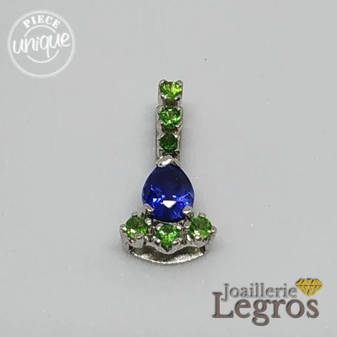 Bijou Pendentif or blanc Saphir poire et tsavorites joaillerie legros bijouterie