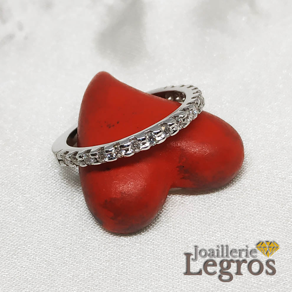 Bijou Alliance Or blanc 18 carats 17 Diamants joaillerie legros bijouterie