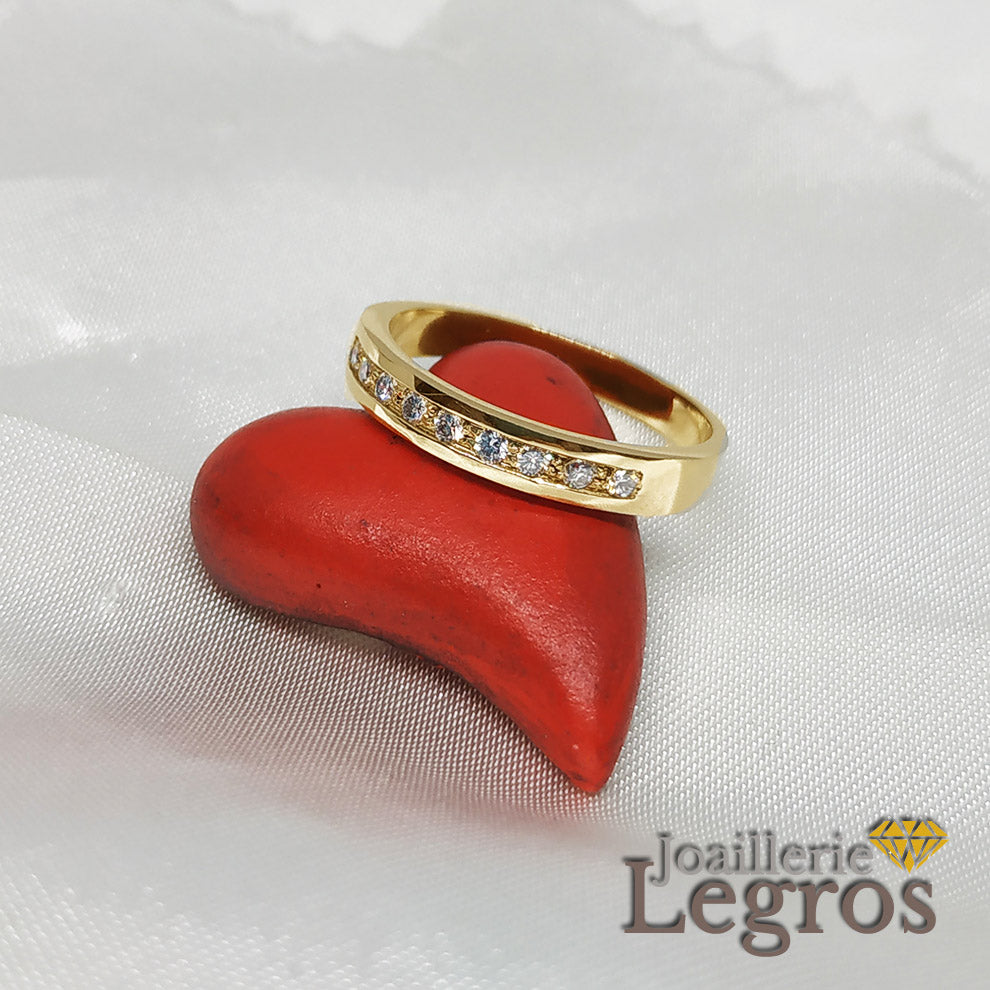 Bijou Alliance Or jaune diamants base carrée 9 diamants et or 18 carats joaillerie legros bijouterie