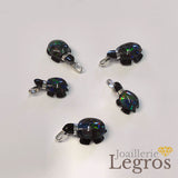 Bijou Animal totem tortue en obsidienne et opale, bélière argent 925 joaillerie legros bijouterie