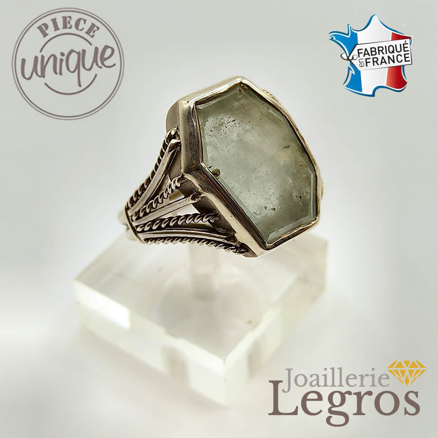 Bijou Bague aigue marine Homme Femme Pierre naturelle et argent 925 joaillerie legros bijouterie