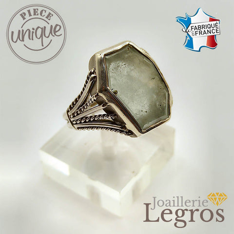Bague aigue marine Homme Femme Pierre naturelle et argent 925