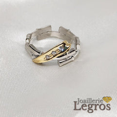 Bijou Bague bambou et feuille or jaune or blanc et diamants joaillerie legros bijouterie