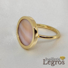Bijou Bague disque de nacre en or 18 carats joaillerie legros bijouterie