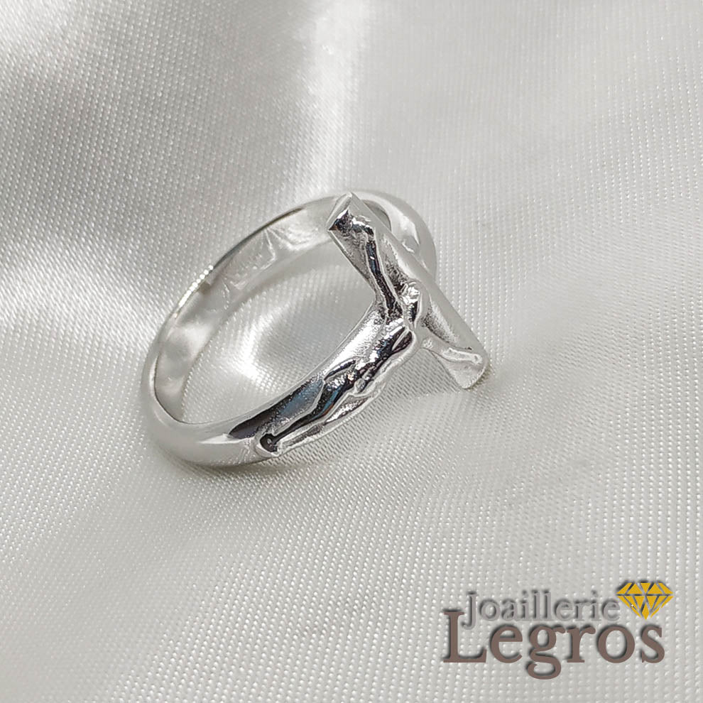 Bijou Bague Croix du Christ en or blanc 18 carats joaillerie legros bijouterie