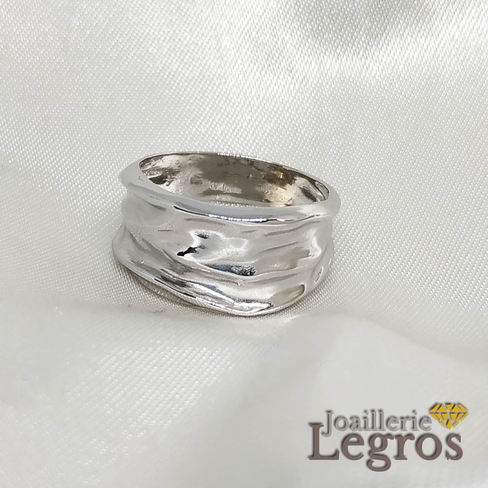 Bijou Bague froissée Or blanc 18 carats joaillerie legros bijouterie