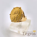 Bijou Bague pièce de monnaie Napoléon Lauré 20F en or 18 carats joaillerie legros bijouterie