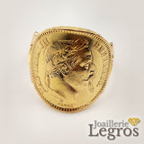 Bijou Bague pièce de monnaie 20 F Marianne ou Napoléon en or 18 carats joaillerie legros bijouterie
