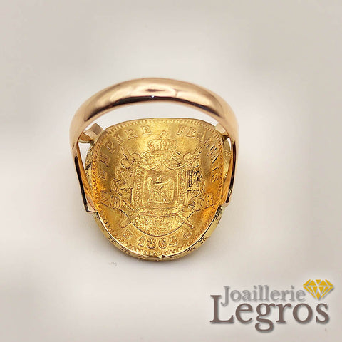 Bague Napoléon 20 Francs Or 18K – Pièce de Monnaie Courbée
