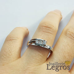 Bijou Bague or blanc 18 carats 3 diamants joaillerie legros bijouterie