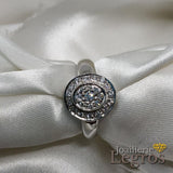 Bijou Bague diamants or blanc 18 carats entourage et pavage diamants joaillerie legros bijouterie