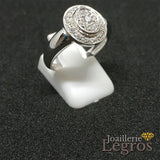 Bijou Bague diamants or blanc 18 carats entourage et pavage diamants joaillerie legros bijouterie