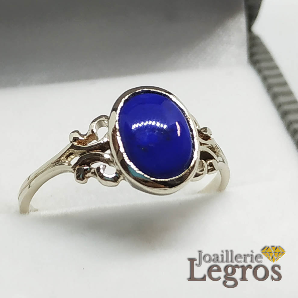 Bijou Bague or blanc et sa pierre Lapis Lazuli : commande spéciale joaillerie legros bijouterie