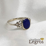 Bijou Bague or blanc et sa pierre Lapis Lazuli : commande spéciale joaillerie legros bijouterie