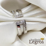 Bijou Bague ouverte double anneau or gris 18 carats et 16 diamants joaillerie legros bijouterie